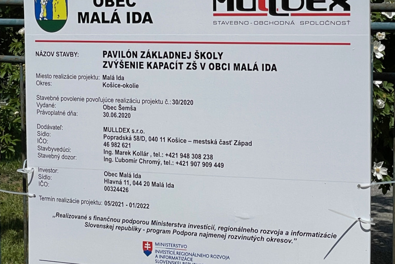 Projekty / Výstavba pavilónu ZŠ Malá Ida - foto